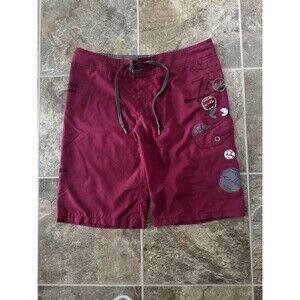 Mens Y2K Grunge Oakley Board Shorts 32 All Over Grunge Swim Trunks Rare W/Comb